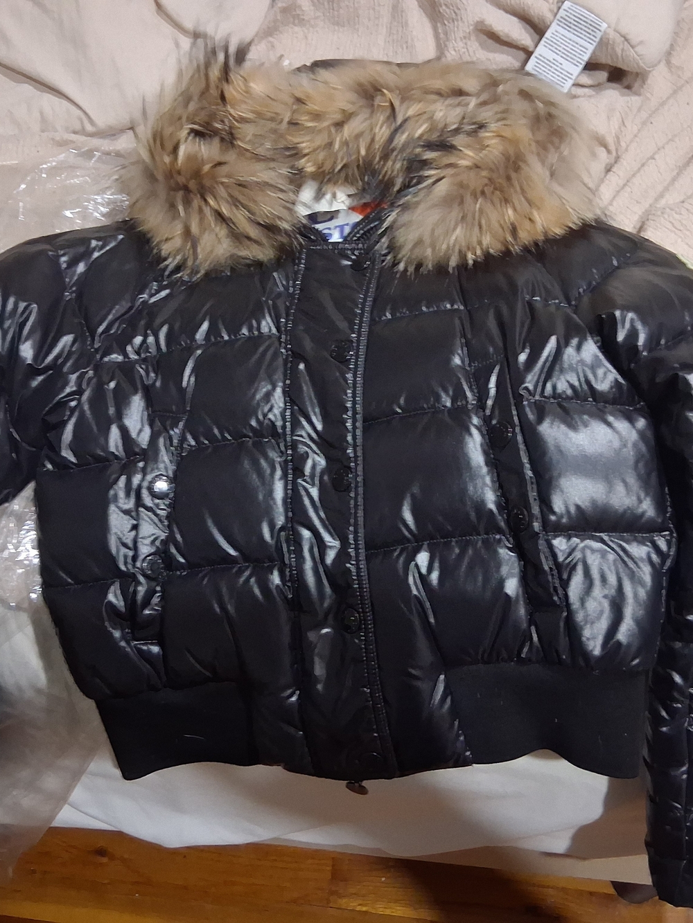 Moncler Black Quilted Puffer Jacket with Fur-Trim Hood